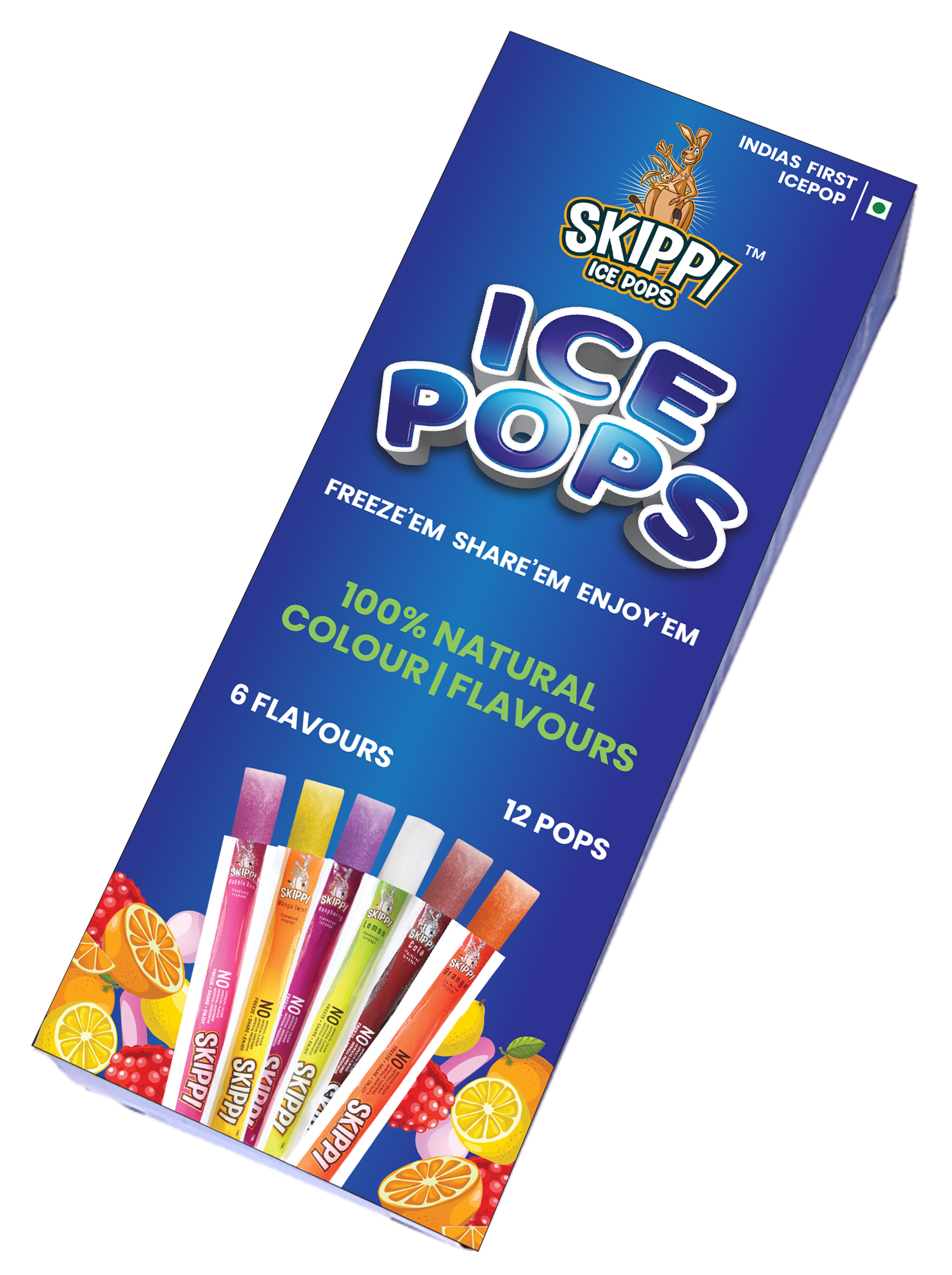 All Flavor Box of Skippi Natural Ice Pops, Pack of 12 Ice Pops - Skippi